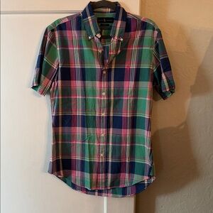 Ralph Lauren Plaid Flat Front Custom Fit S/S Button Down
